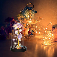 Artificial Rose in a Glass Dome with Led Lights