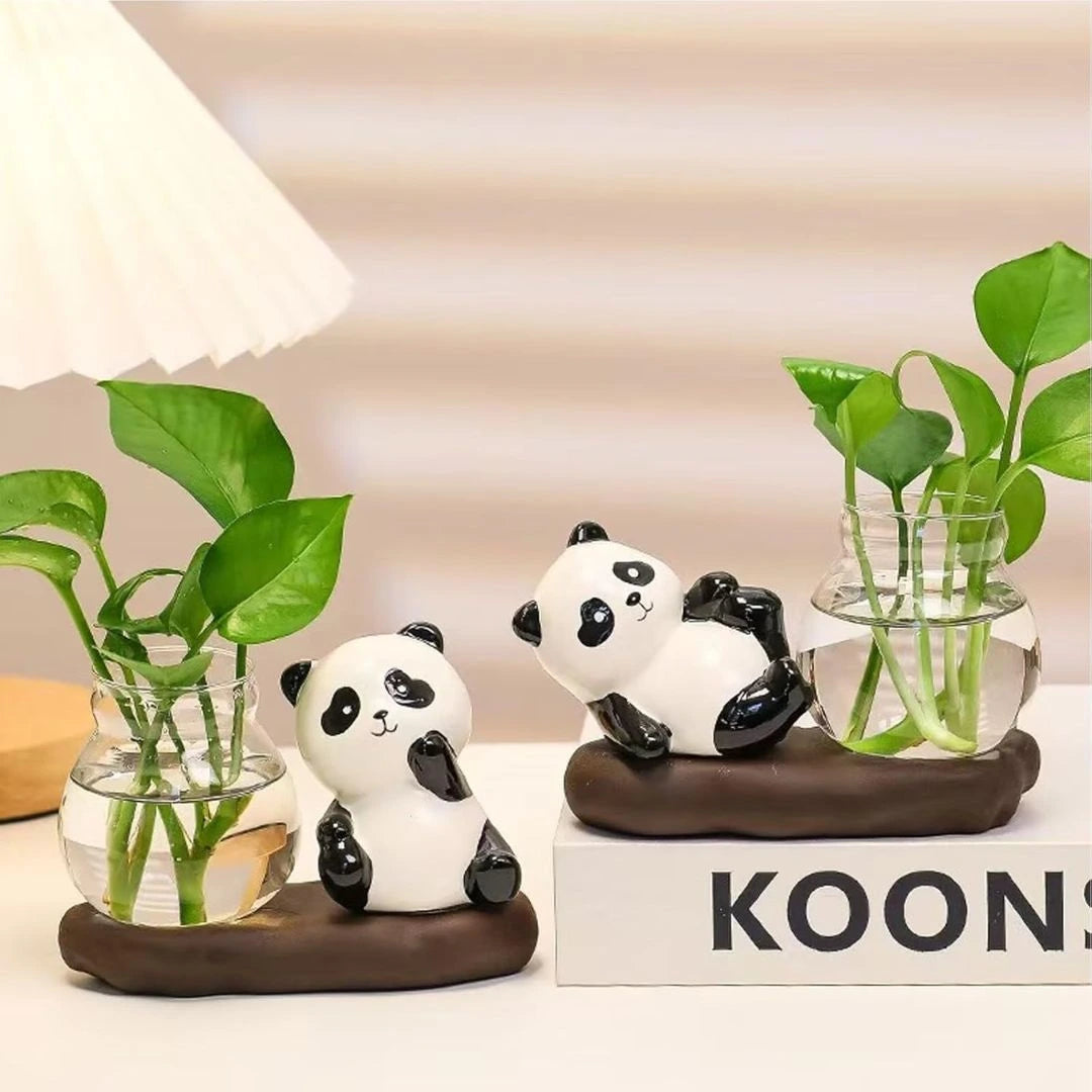2 pc Panda Vase