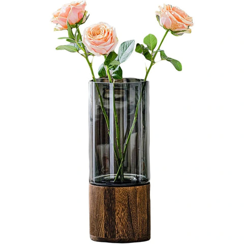 Artistic Wood Glass Vase