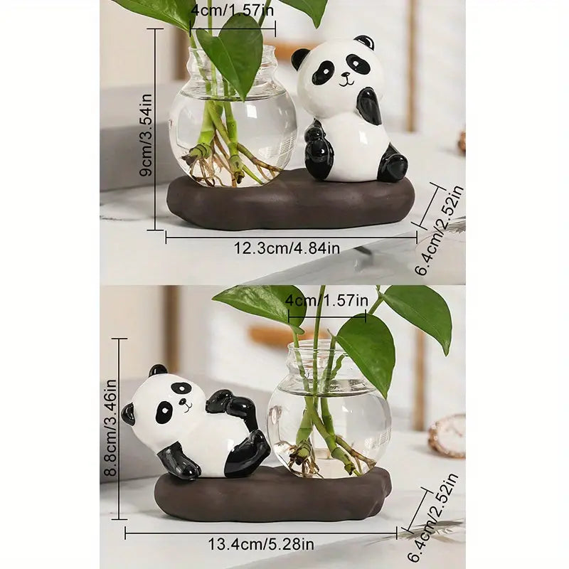 2 pc Panda Vase