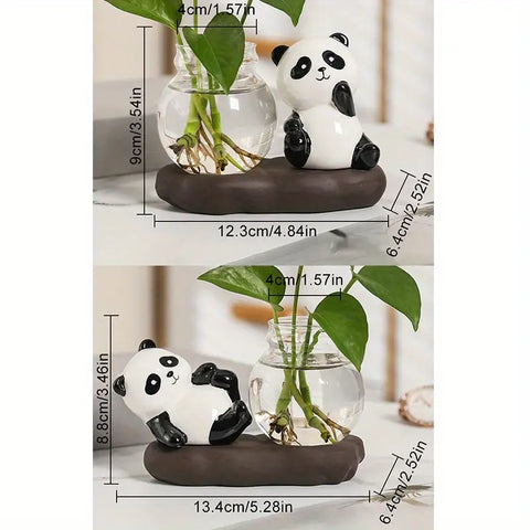 2 pc Panda Vase