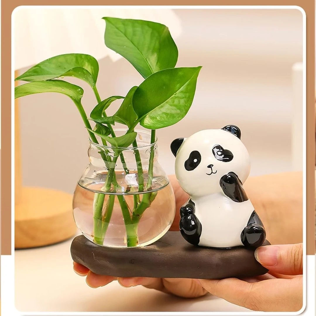 2 pc Panda Vase