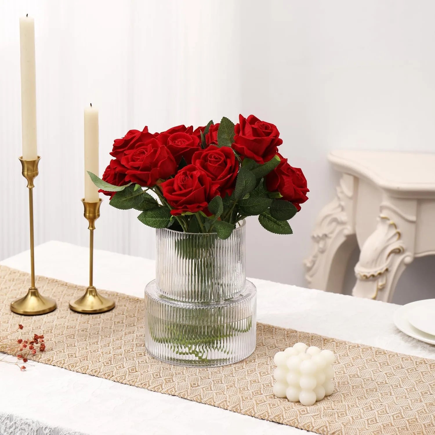 Ribbed Glass Vase