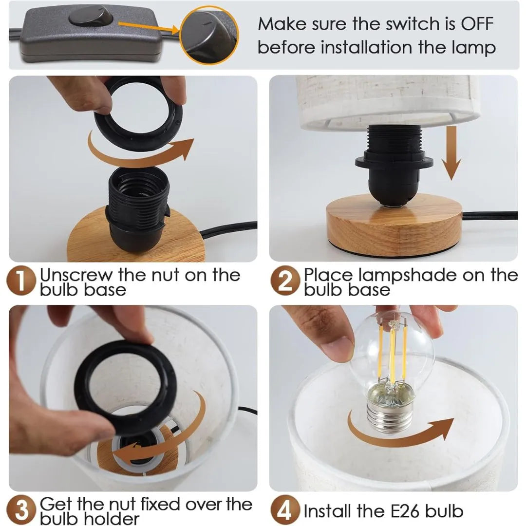 Small Bedside Night Table Lamp for Bedroom
