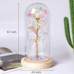 Artificial Rose in a Glass Dome with Led Lights