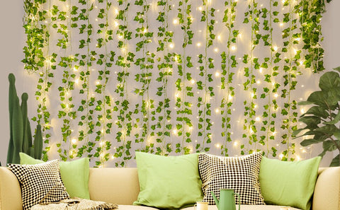 Pack of 6 /12 Artificial Ivy Bail Plants With LED String Light