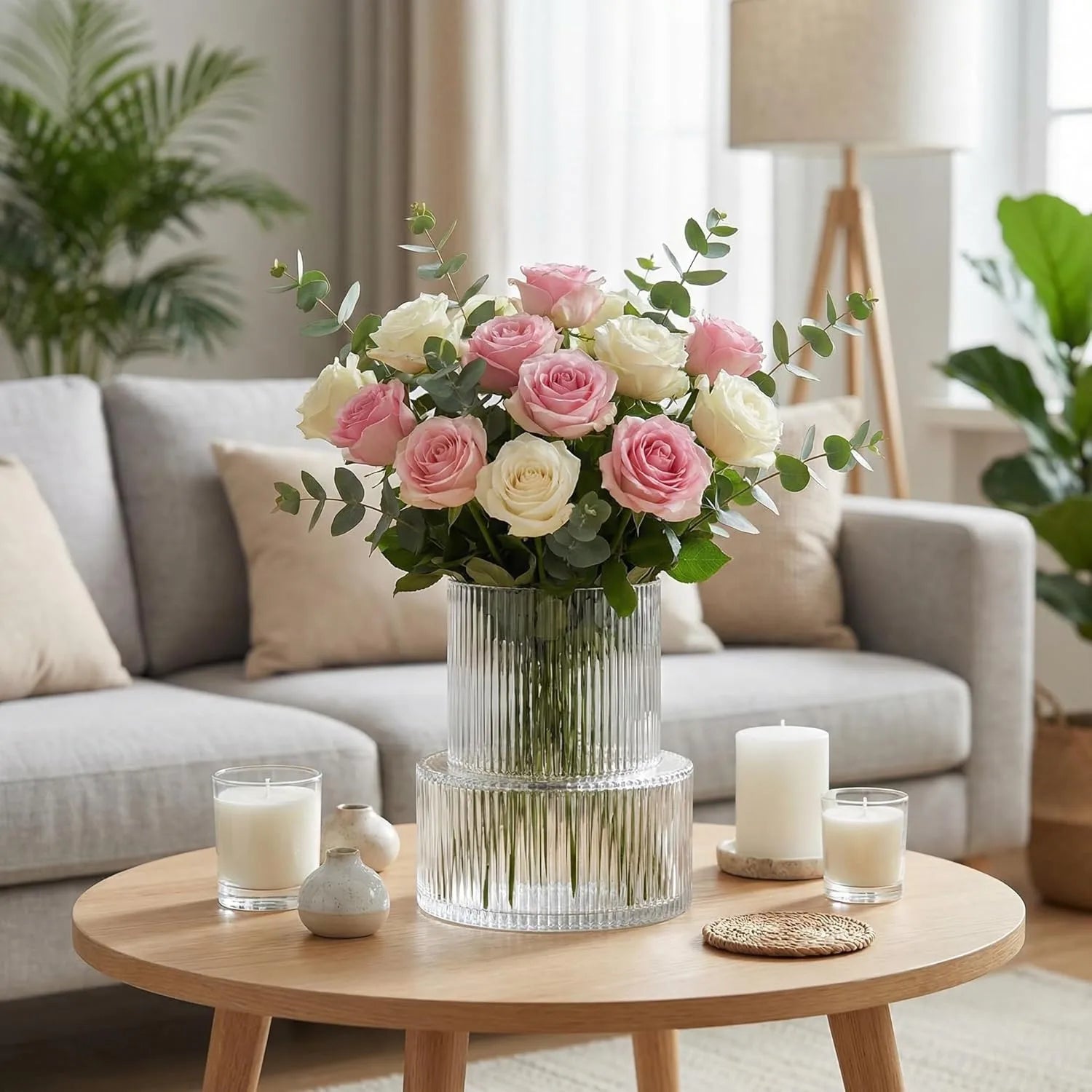 Ribbed Glass Vase