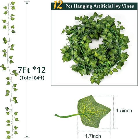 Pack of 6 /12 Artificial Ivy Bail Plants With LED String Light